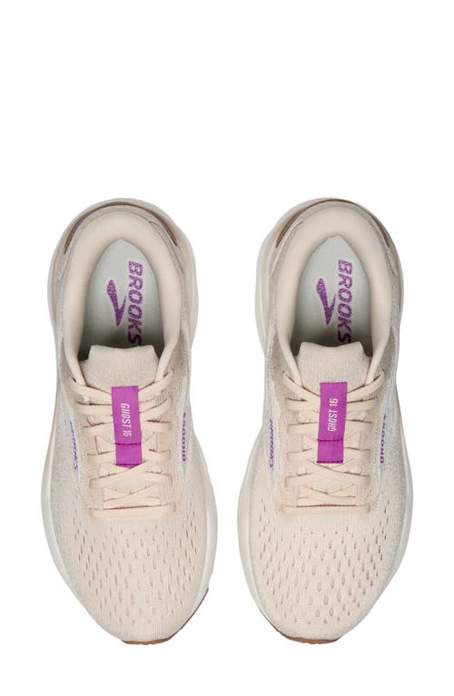 Brooks Ghost 16 Running Shoe In Almond Peach/coconut/purple