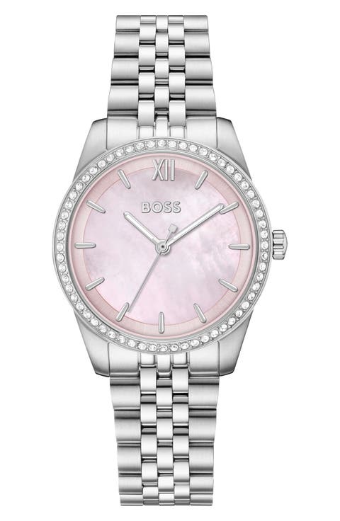 Graceful Crystal Bezel Bracelet Watch, 32mm