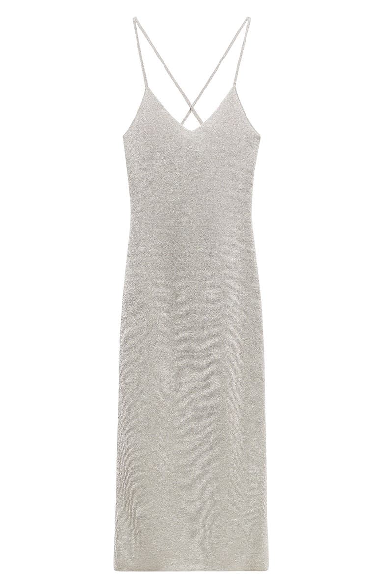 MANGO Metalllic Knit Slipdress, Alternate, color,