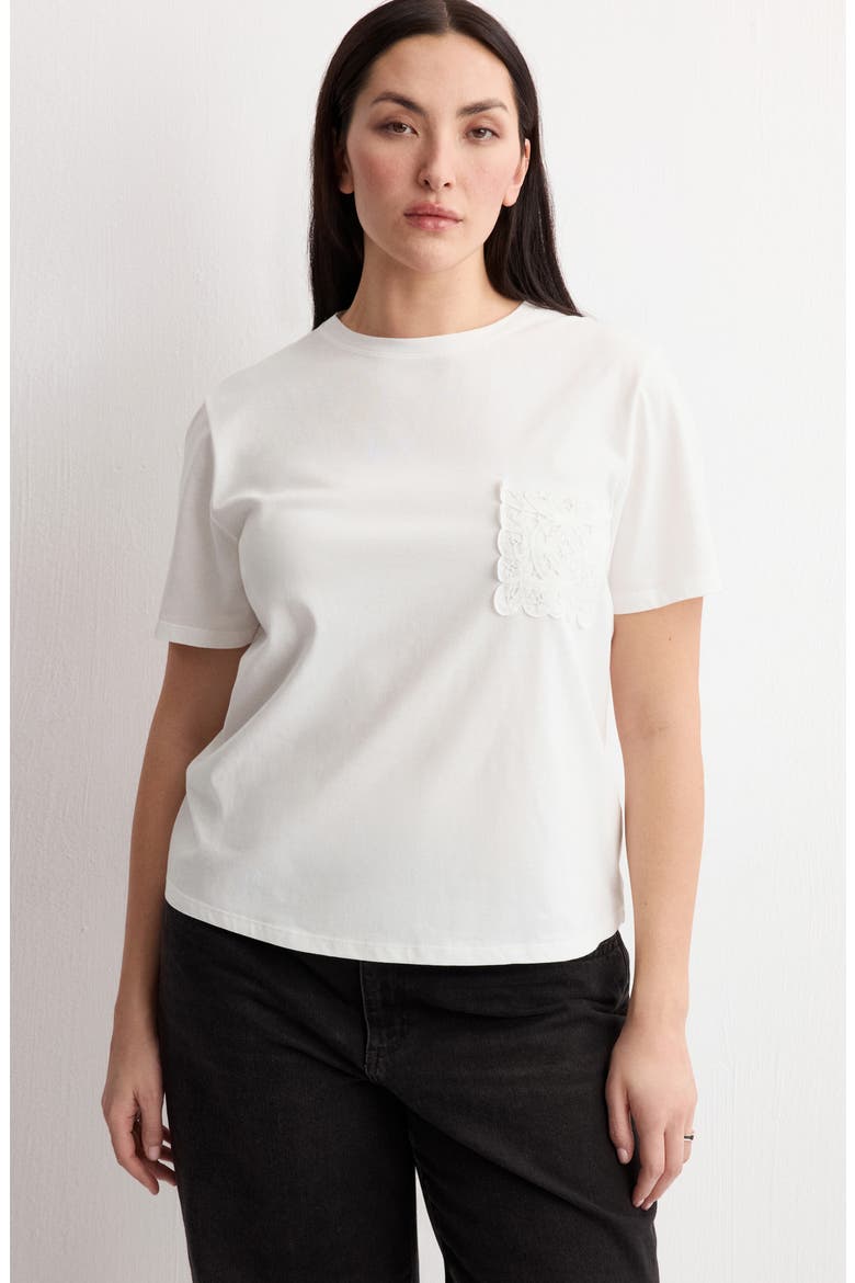 Embroidered Cotton T-Shirt, Alternate, color, OFF WHITE