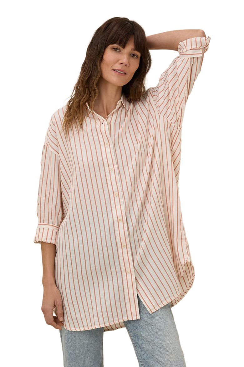 Organic Cotton Sunset Lightweight Cotton Oversized Shirt, Main, color, Zuma Stripe