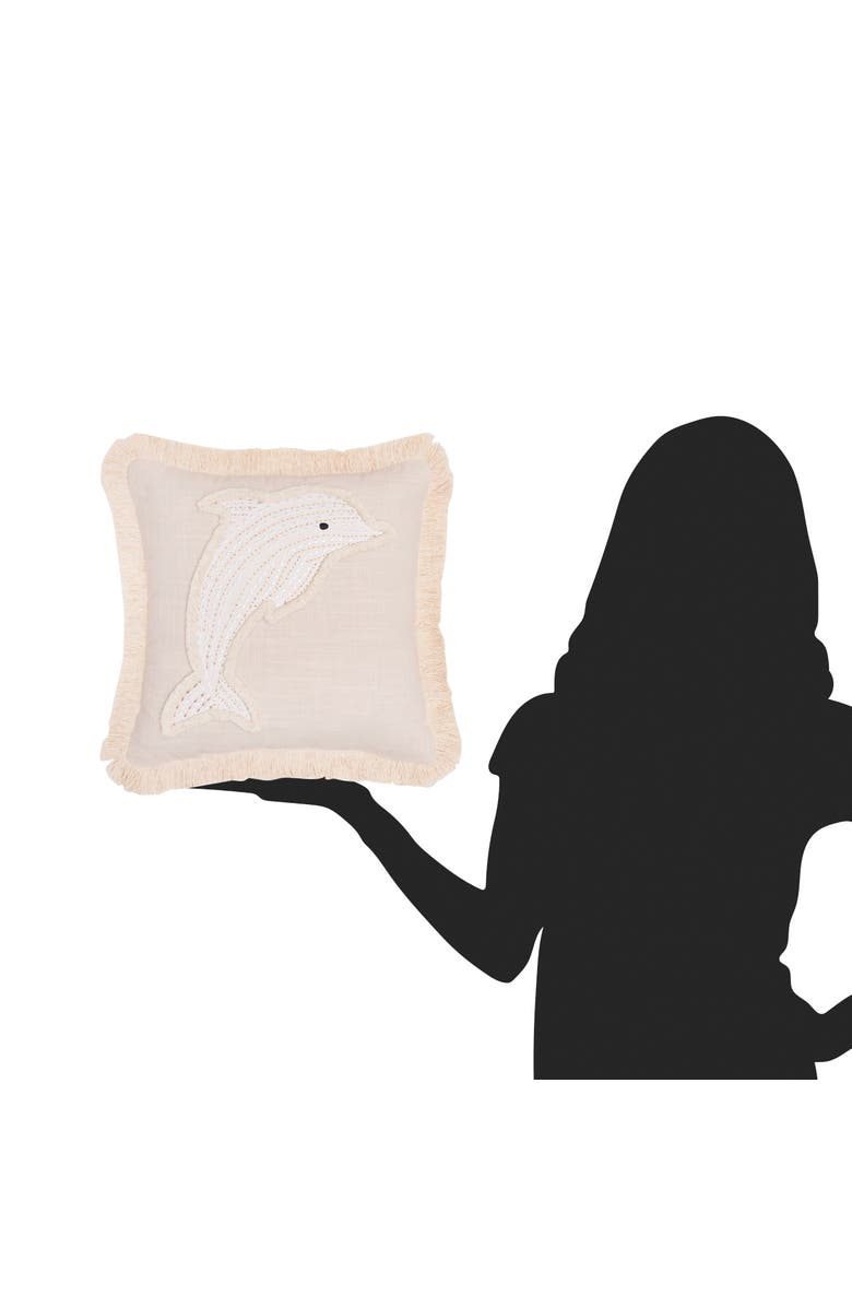 C&F Home Golden Coast Dolphin Throw Pillow, 12" x 12", Alternate, color, Off-White