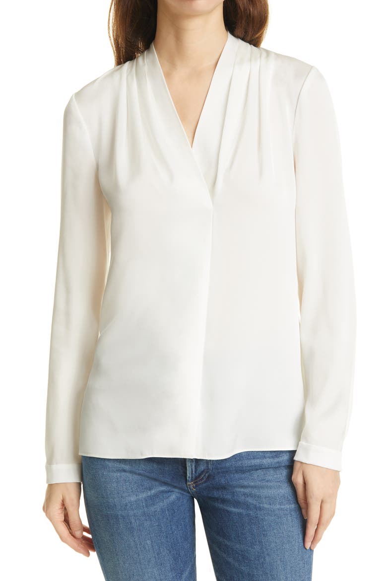 Nellie Stretch Silk Georgette Top, Main, color, IVORY