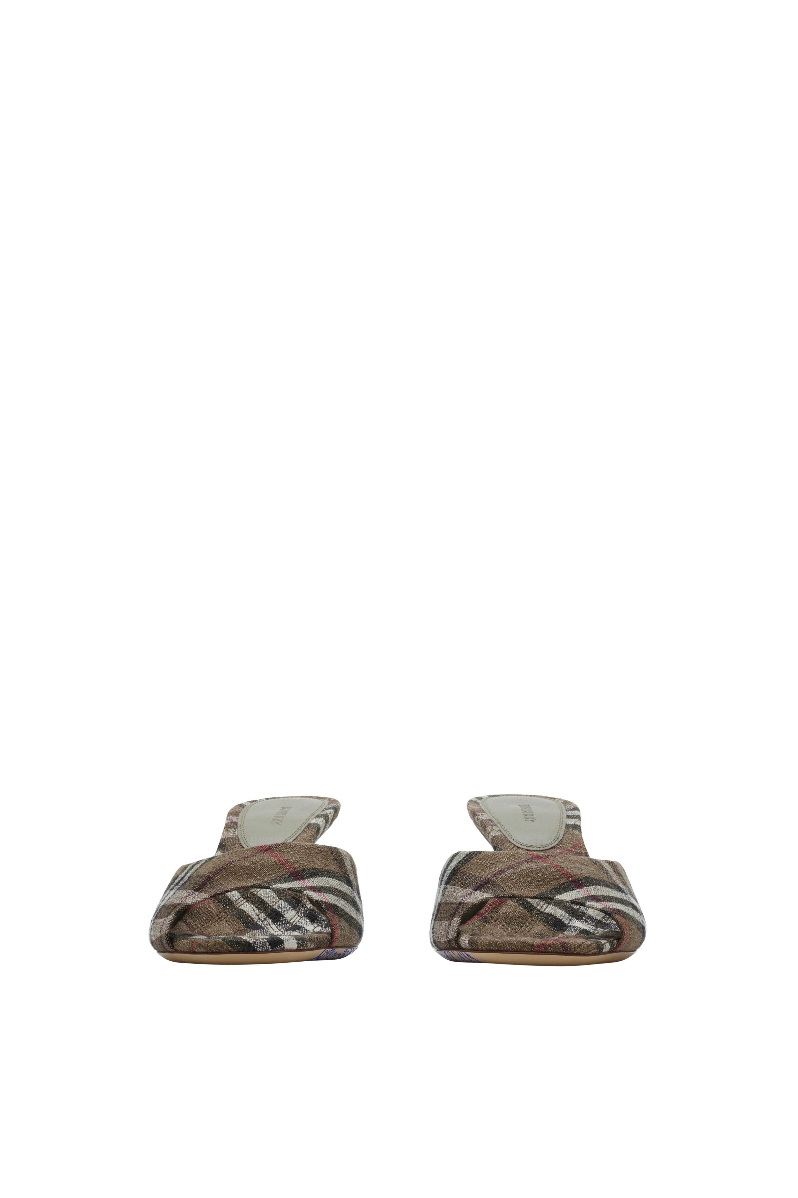Check Linen Blends Mews Low Mules, Alternate, color, Brush
