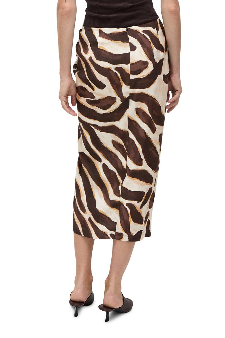 Animal Print Side Slit Midi Skirt, Alternate, color, BROWN