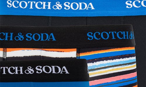 Scotch & Soda Assorted 3-pack Stretch Boxer Briefs In Black/blue