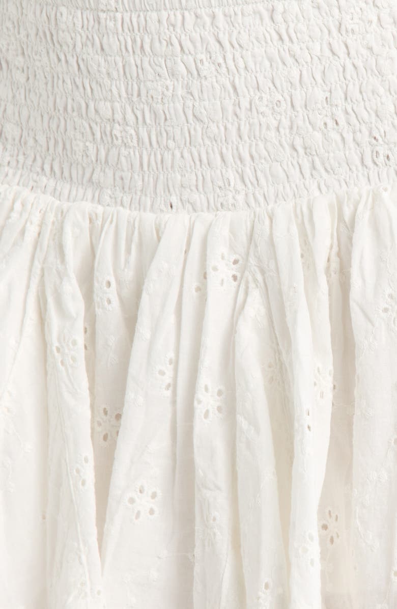 BDG Urban Outfitters Immy Eyelet Smocked Bubble Miniskort, Alternate, color, White