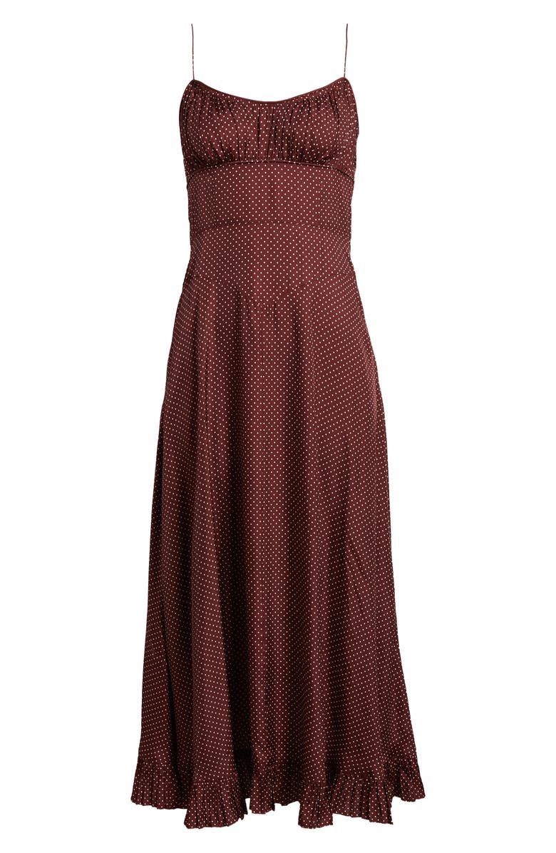 DÔEN Rosaria Dot Sleeveless Silk Blend Maxi Dress, Alternate, color, Burgundy Colette Dot