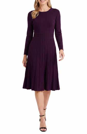 Stripe Textured Long Sleeve Sweater Dress