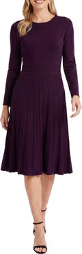 London Times Stripe Textured Long Sleeve Sweater Dress