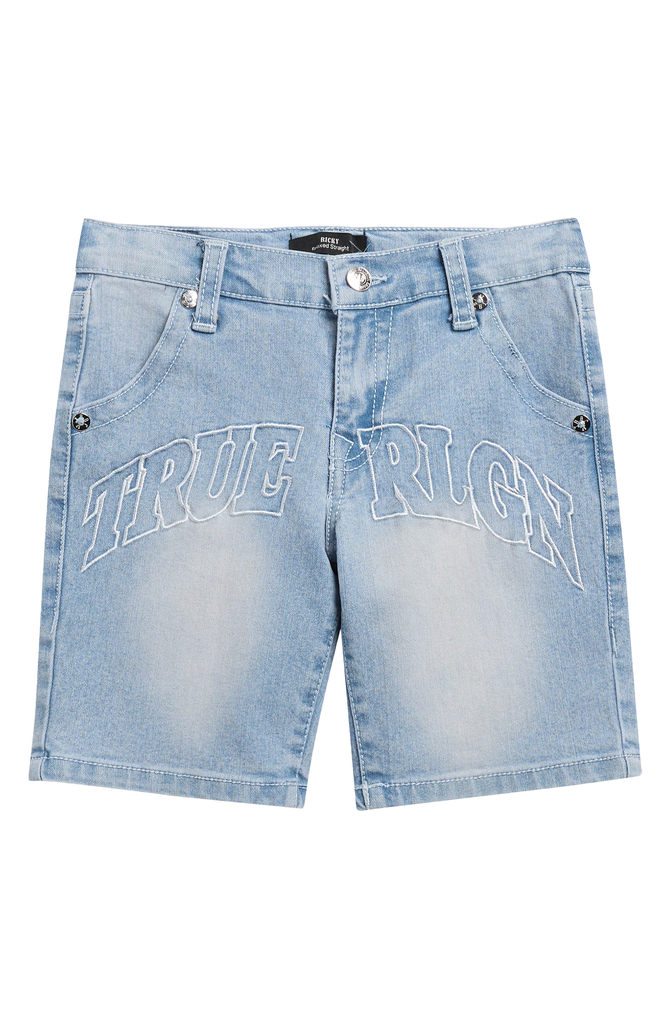 True Religion Kids' Logo Graphic Denim Shorts