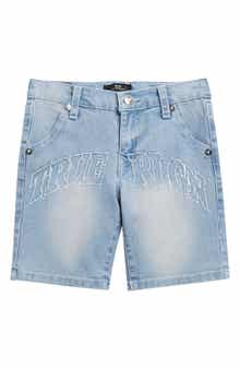 True Religion Kids' Logo Graphic Denim Shorts