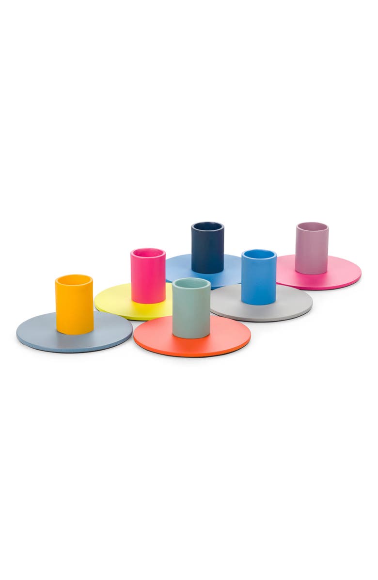 BRITISH COLOUR STANDARD Set of 6 Small Two-Tone Candleholders, Alternate, color, Pink Multi-Coloured