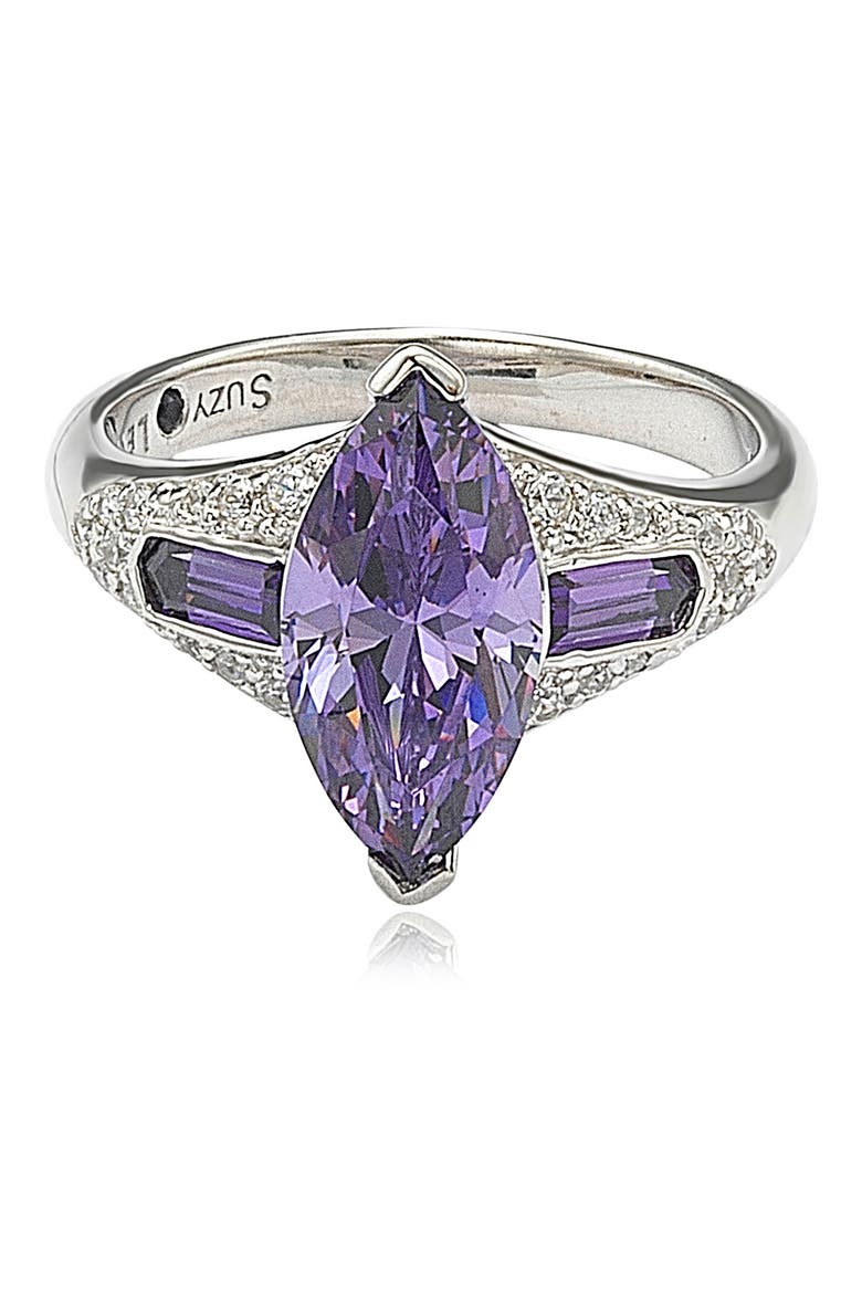 Sterling Silver Purple CZ Marquise Ring, Alternate, color, PURPLE