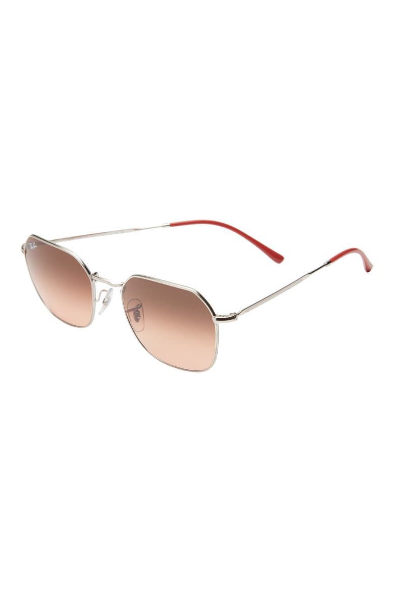 53mm Geometric Sunglasses, Alternate, color, SILVER