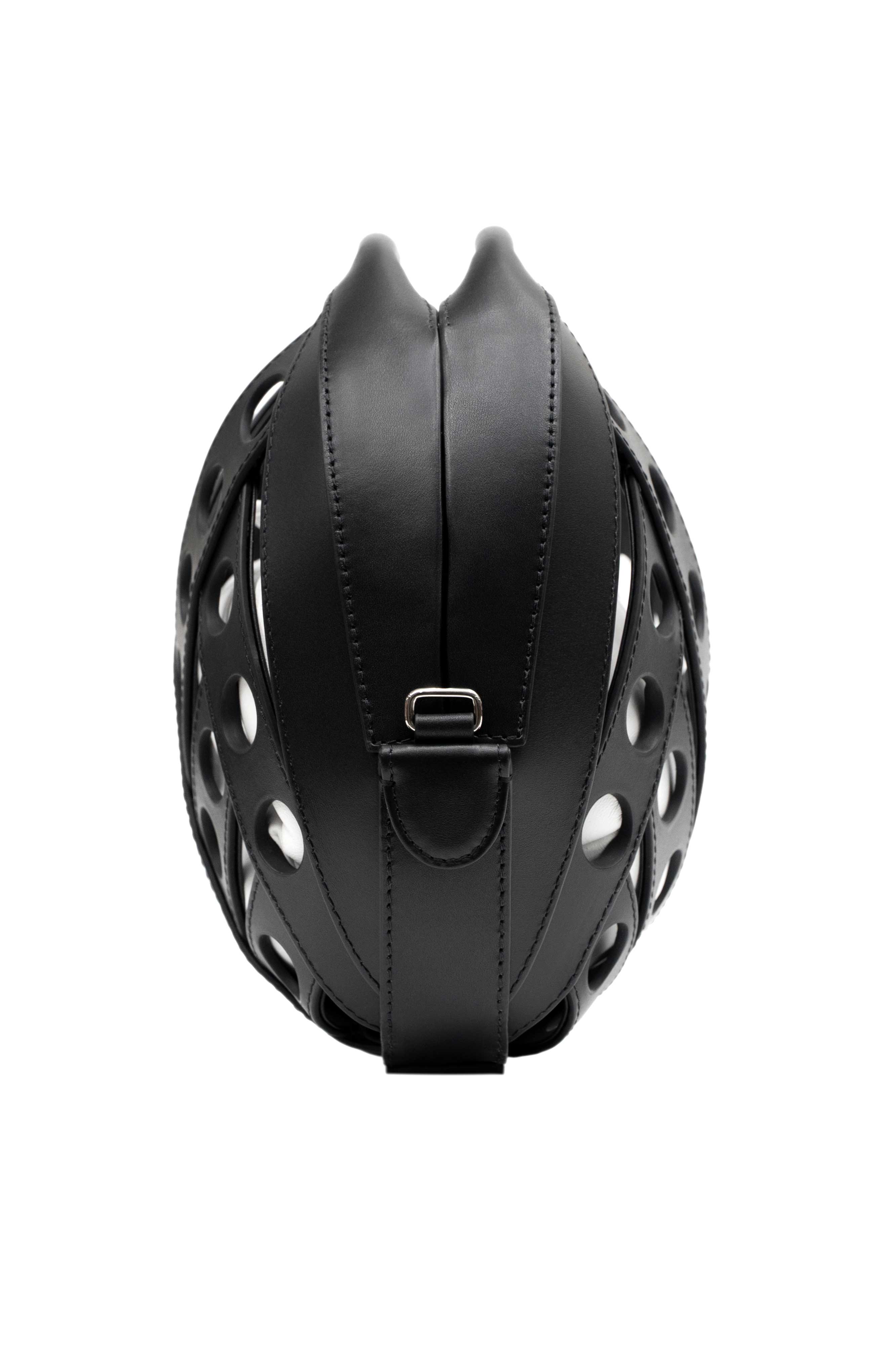 PERRIN PARIS Le Petit Panier Perforé Xbody, Alternate, color, Black/White