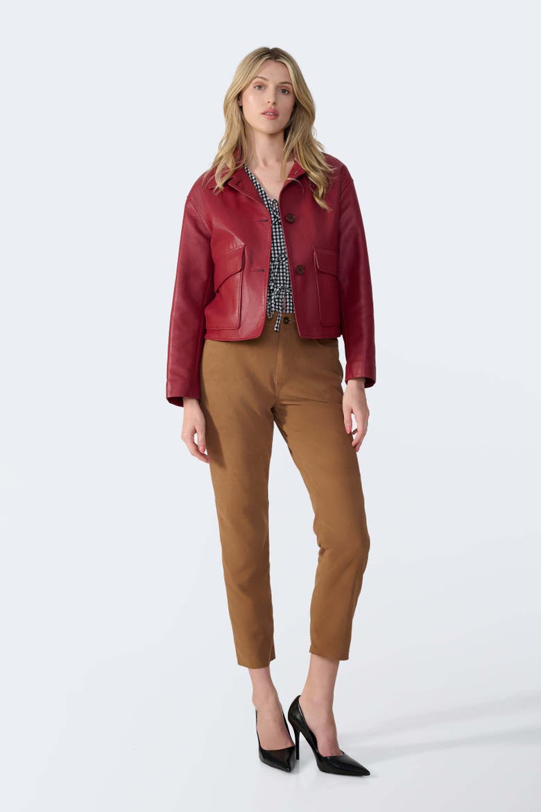 Ella Leather Jacket, Alternate, color, Light Burgundy