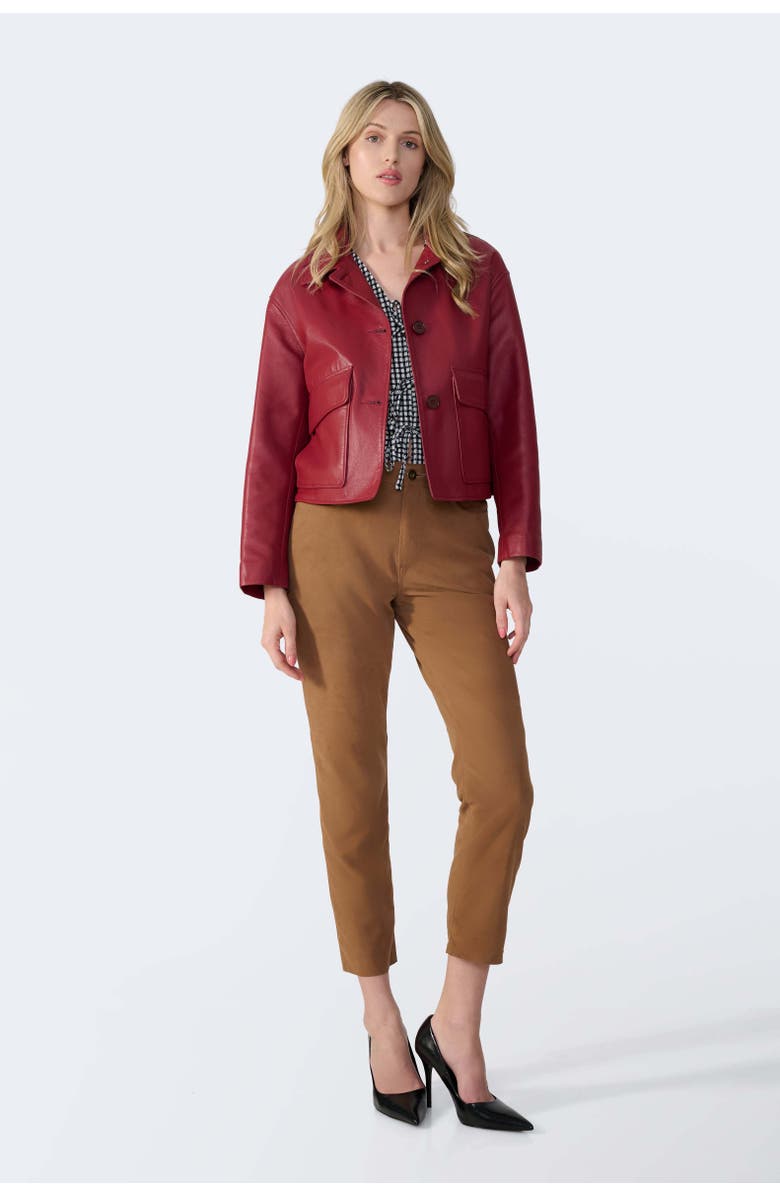 Furniq UK Ella Leather Jacket, Alternate, color, Light Burgundy