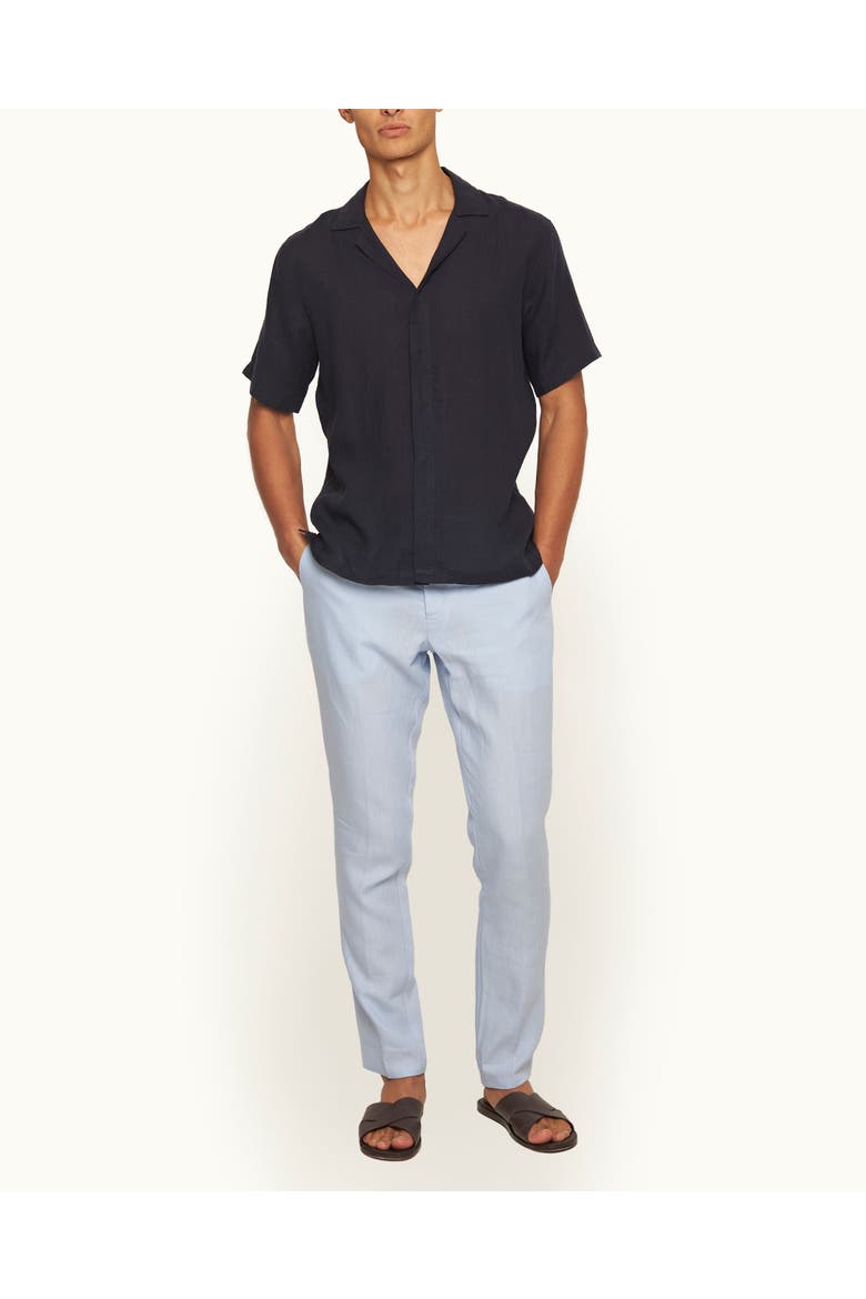 Griffon Lino Tailored Fit Smart Italian Linen Trousers, Main, color, SPRINGWATER BLUE