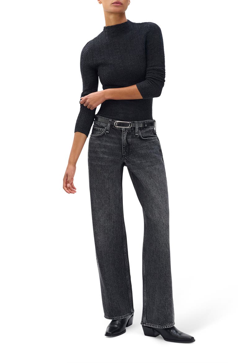 Saige Low Rise Relaxed Straight Jeans, Alternate, color, CHARCOAL