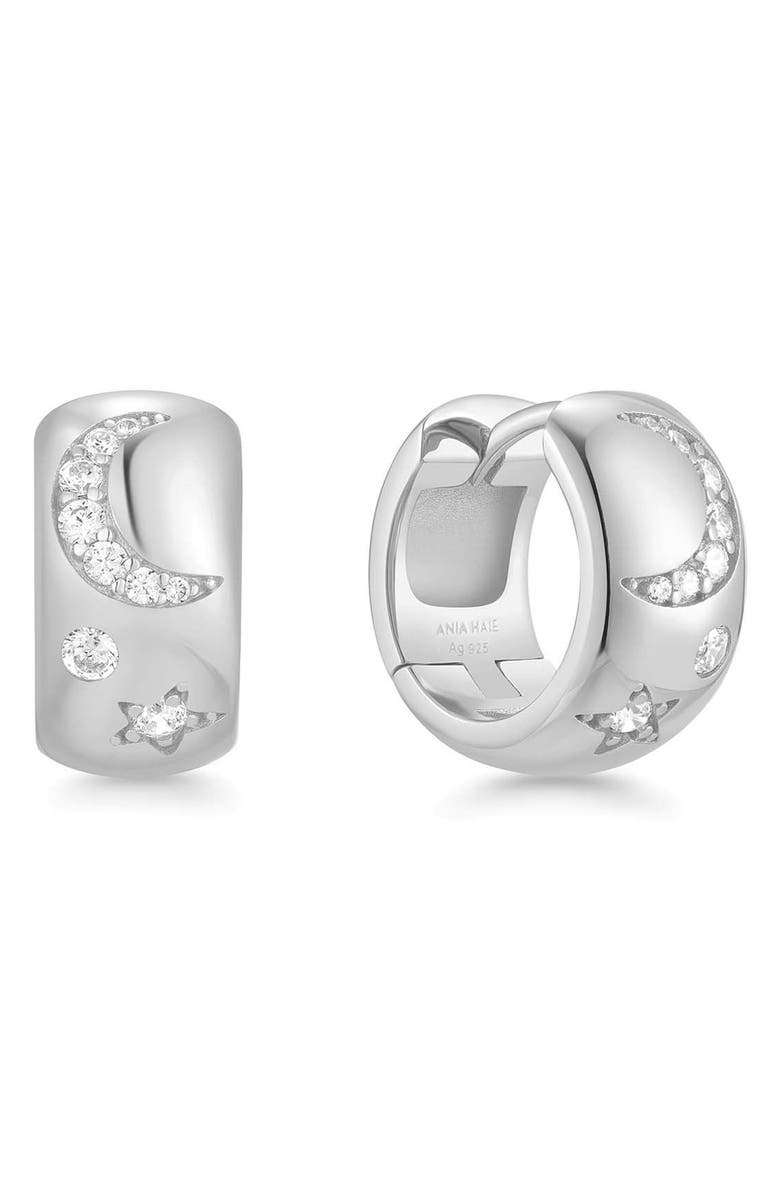ANIA HAIE Celestial Crystal Pavé Huggie Hoop Earrings, Main, color,