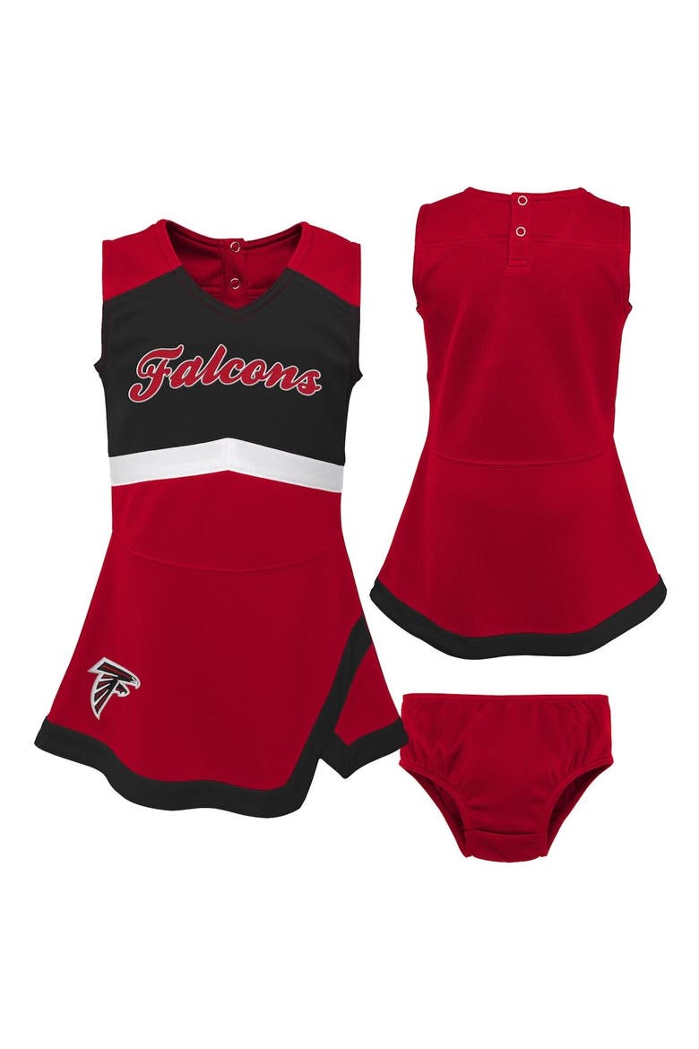 Girls Toddler Red Atlanta Falcons Cheer Captain Dress with Bloomers, Main, color, Red