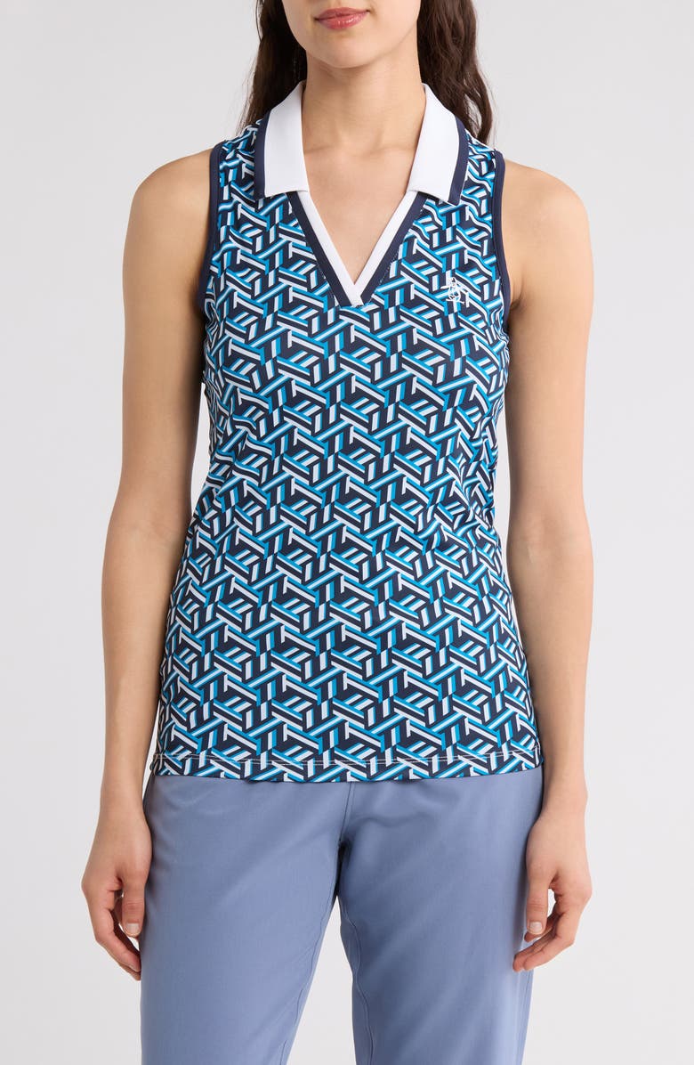 Original Penguin Sleeveless Geoprint Performance Tank Top, Main, color,