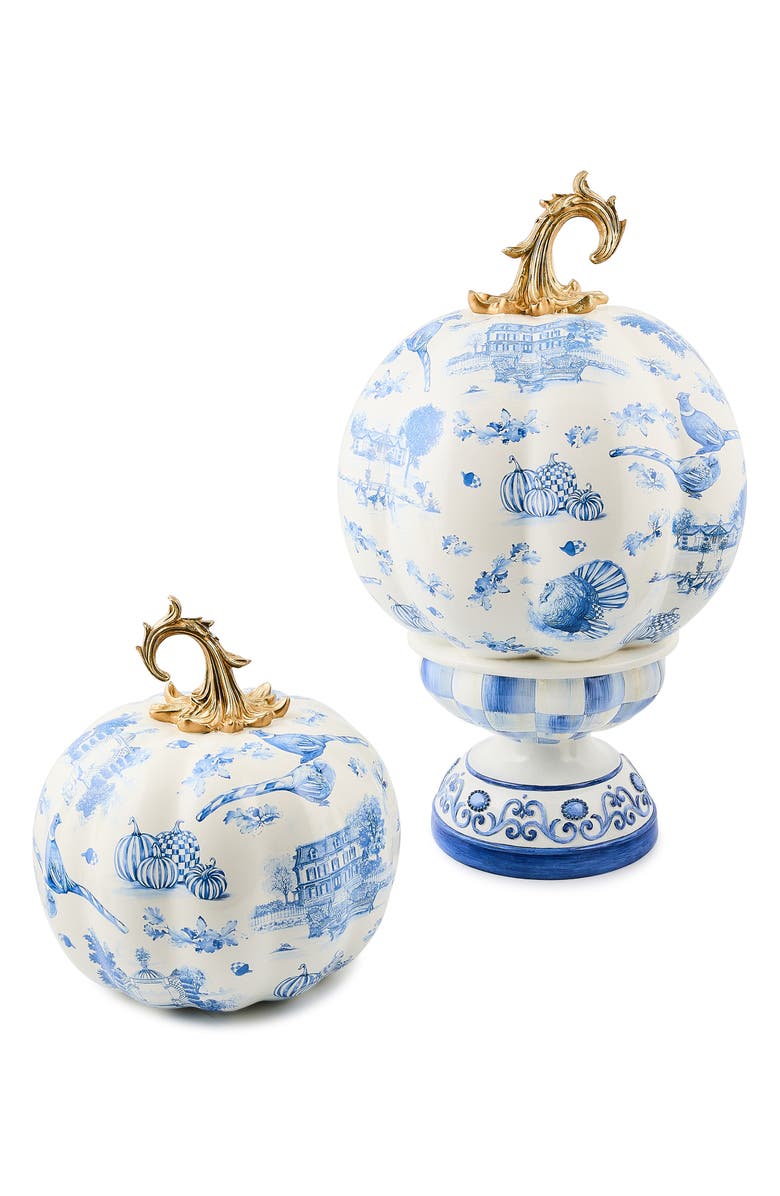 MACKENZIE CHILDS Royal Autumn Toile Pumpkin, Alternate, color, Royal