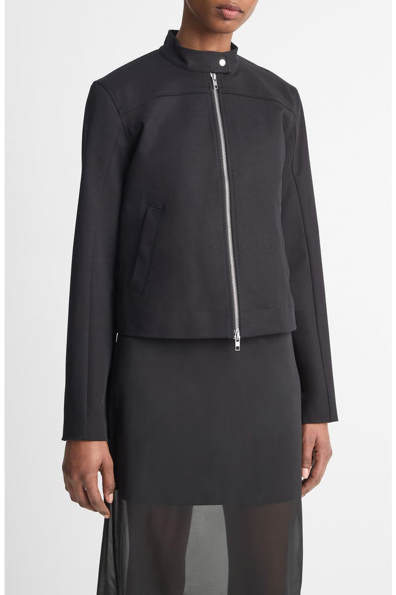 Shrunken Stretch Cotton Motocross Jacket, Alternate, color, BLACK