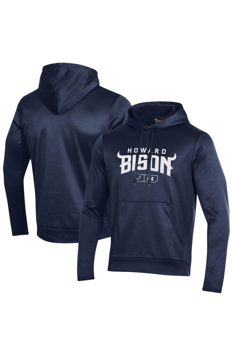 Under Armour Men's Under Armour Navy Howard Bison Logo Lockup Fleece Performance Pullover Hoodie, Main, color, 