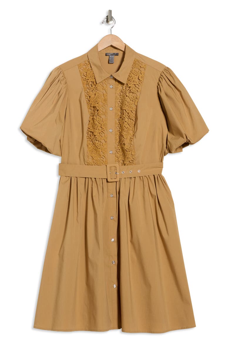 Cordelia Lace Front Poplin Shirtdress, Alternate, color, ICED COFFEE