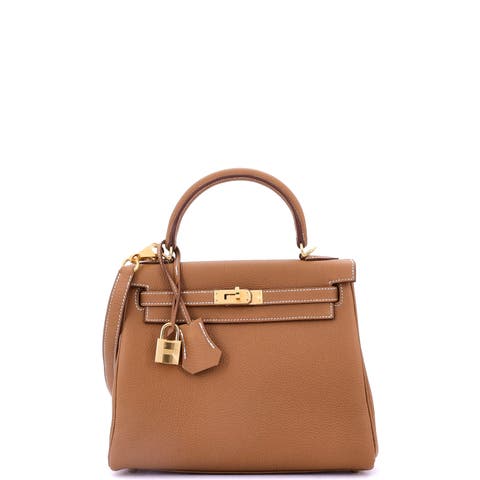 Kelly Handbag Brown Togo with Gold Hardware 25
