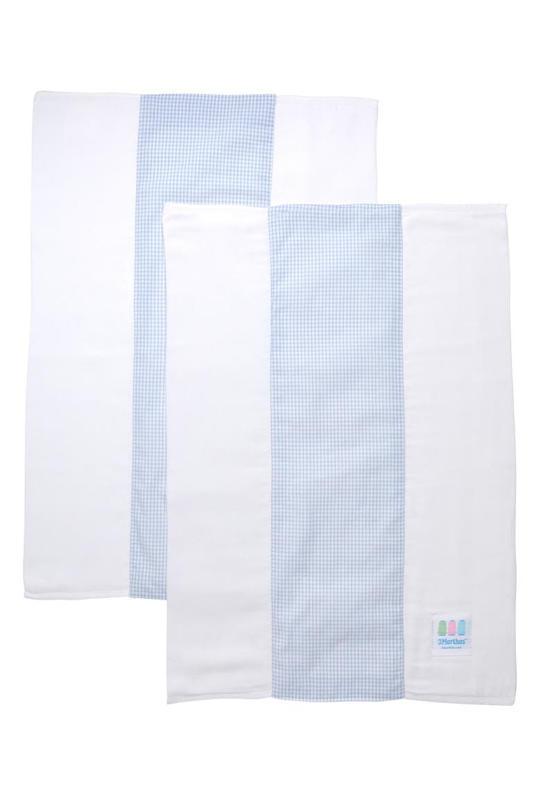 Small Check Set of Two Burp Cloths, Alternate, color, Blue Small Check