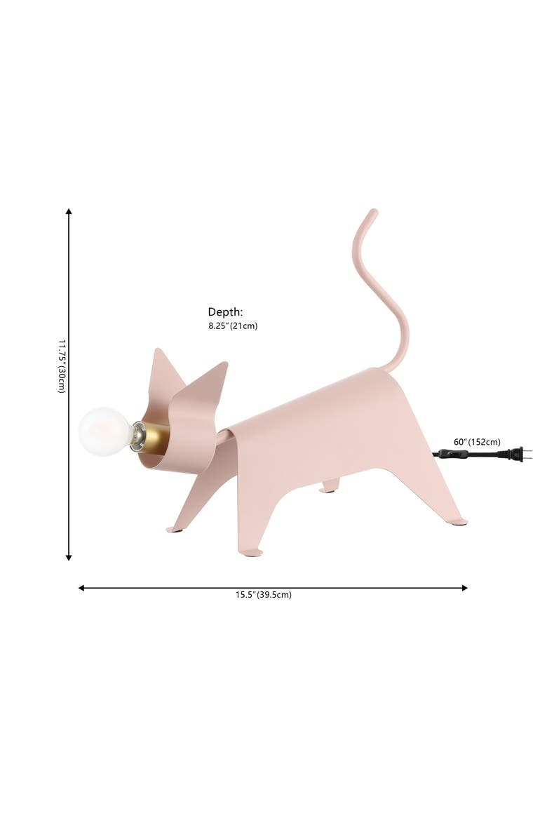 JONATHAN Y Penelope Modern Industrial Iron Feline LED Kids' Lamp, Alternate, color, Pink