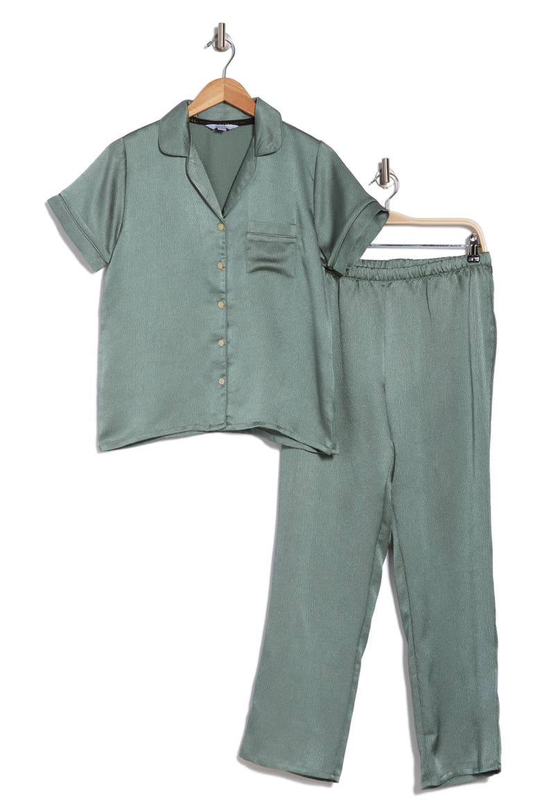 Hammered Satin Pajamas, Alternate, color, MINERAL JADE