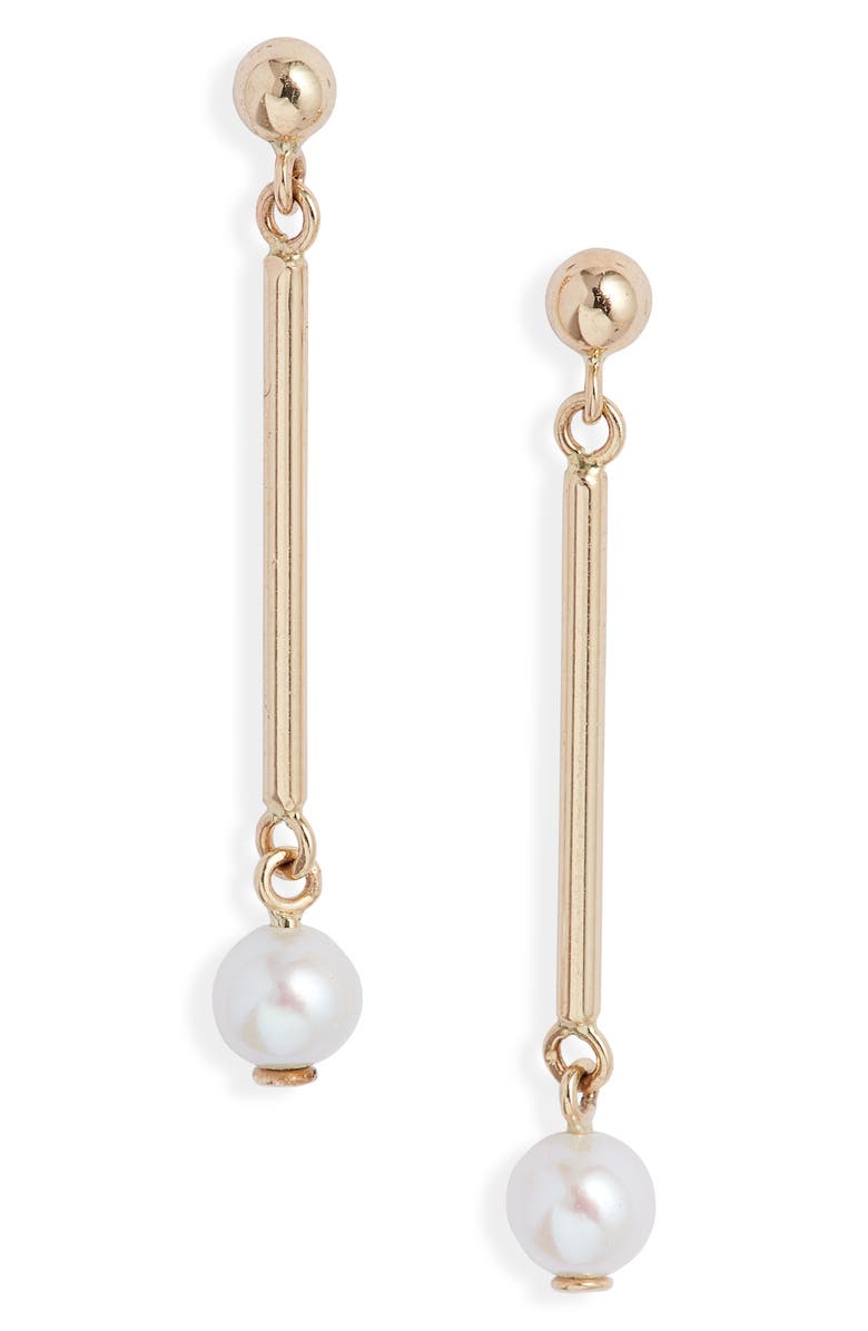 Poppy Finch Cultured Pearl Linear Drop Earrings, Main, color,