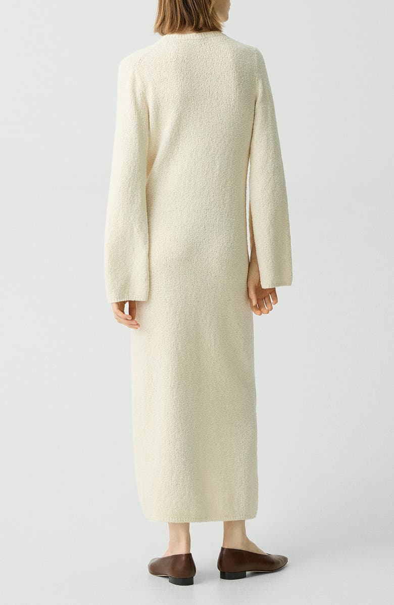 Theory Long Sleeve Organic Cotton Blend Bouclé Sweater Dress, Alternate, color, Ivory