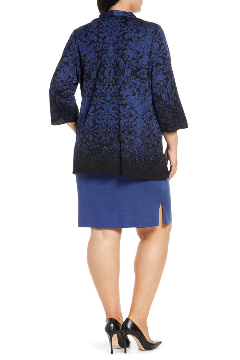 Ombré Floral Knit Jacket, Alternate, color, BLACK/ SPECTRUM BLUE