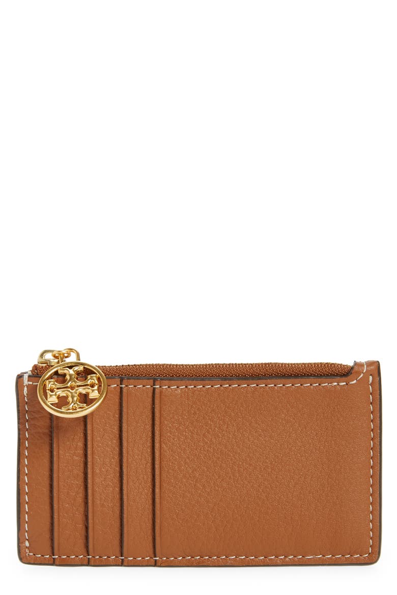 Miller Zip Leather Card Case, Main, color, LIGHT UMBER