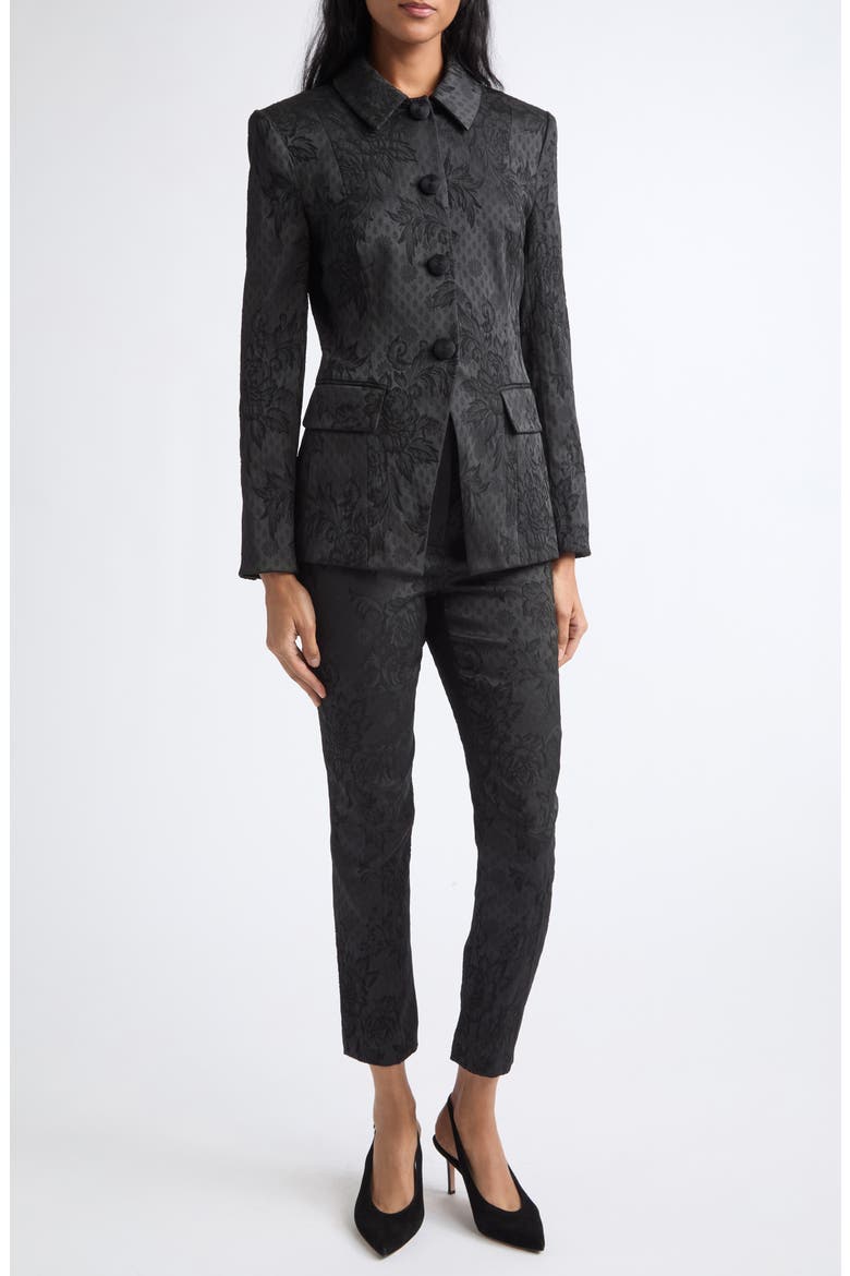 Bodie Floral Jacquard Jacket, Alternate, color, BLACK