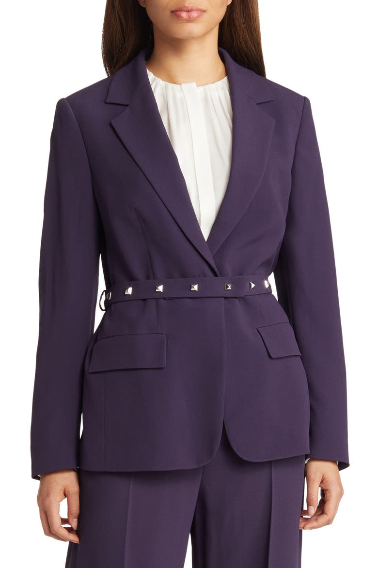 Jiriva Belted Blazer, Main, color, DARK PLUM