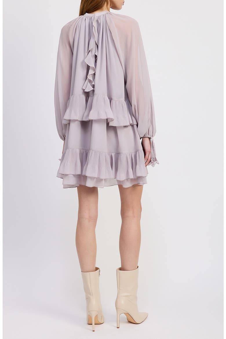 Nicolette Tiered Ruffle Long Sleeve Trapeze Dress, Alternate, color, LAVENDER