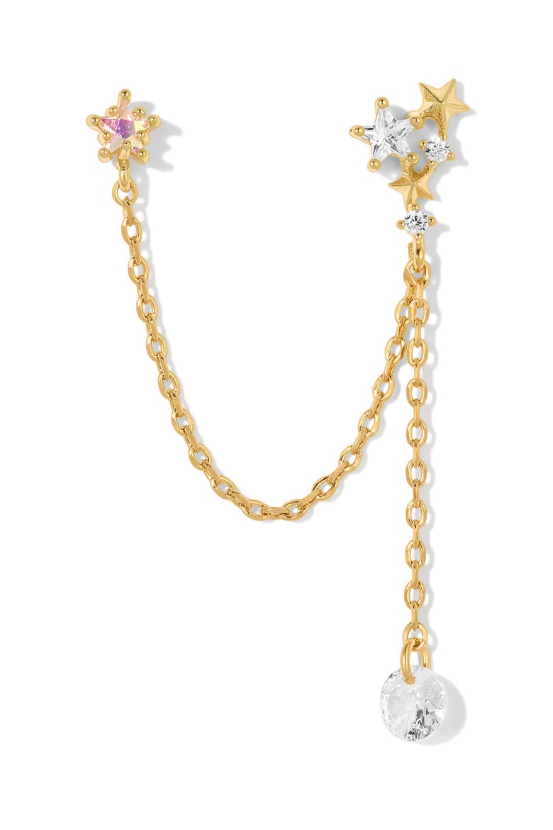 Star Crossed Lover Single Drop Earring, Main, color, GOLD