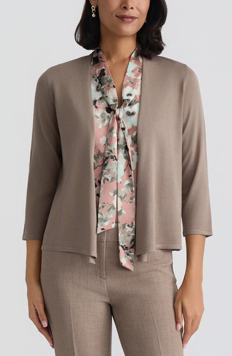 KASPER Crop A-Line Cardigan, Main, color, Taupe