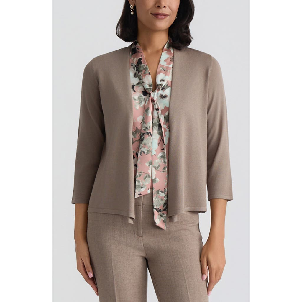 Kasper Crop A-line Cardigan In Brown