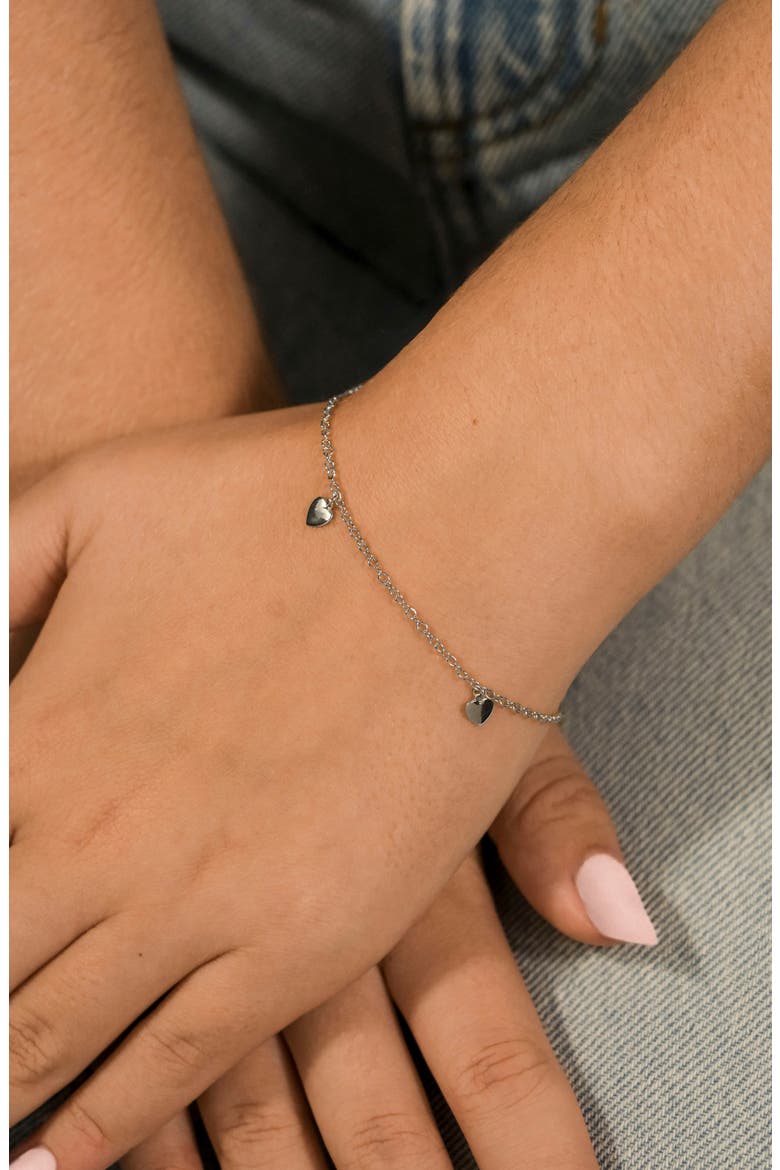 Farrah Flat Heart Station Chain Bracelet, Alternate, color, SILVER