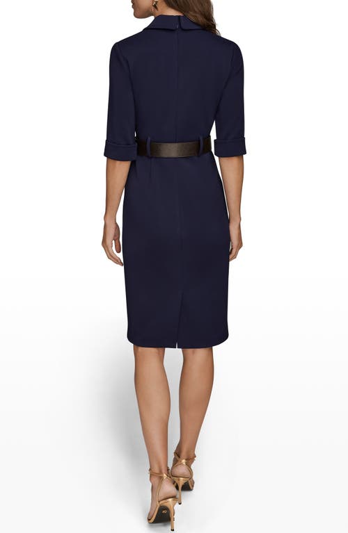 Donna Karan New York Belted Sheath Dress In Black