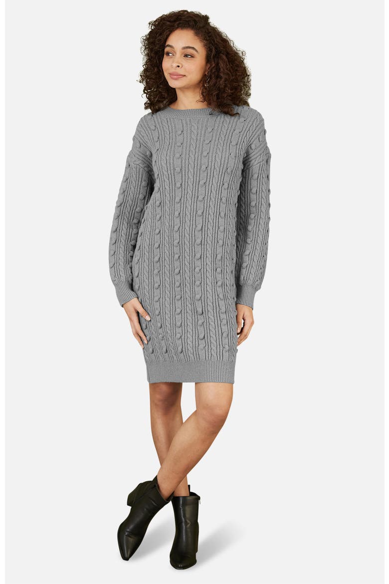 Cable Knit Tunic Dress, Main, color, Grey