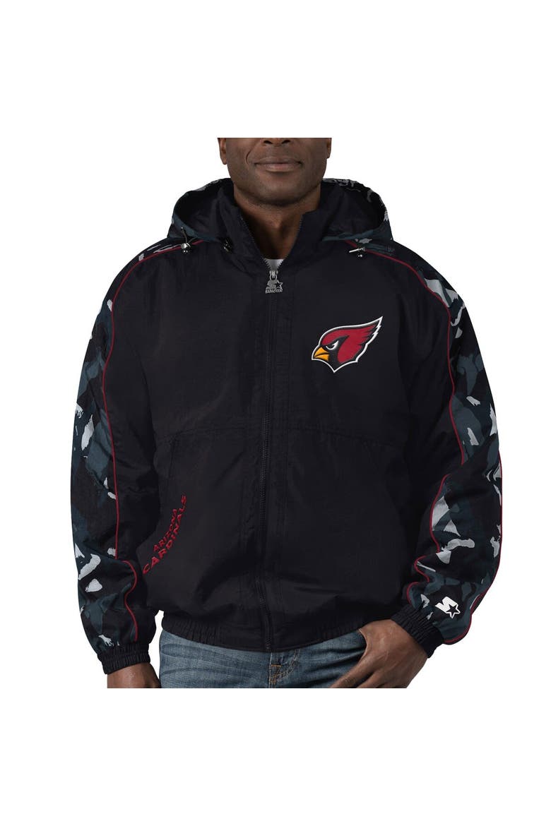 Men's Starter Black Arizona Cardinals Thursday Night Gridiron Full-Zip Hoodie, Main, color, Black