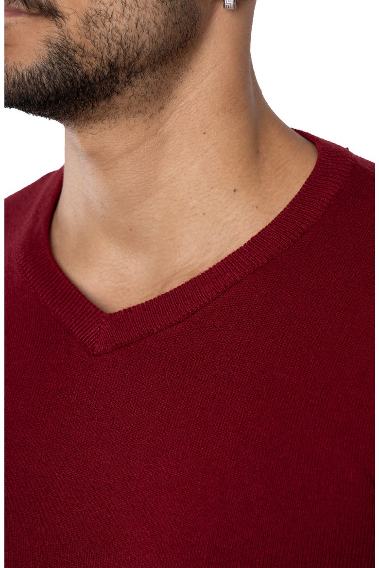 V-Neck Rib Knit Sweater, Alternate, color, OXBLOOD